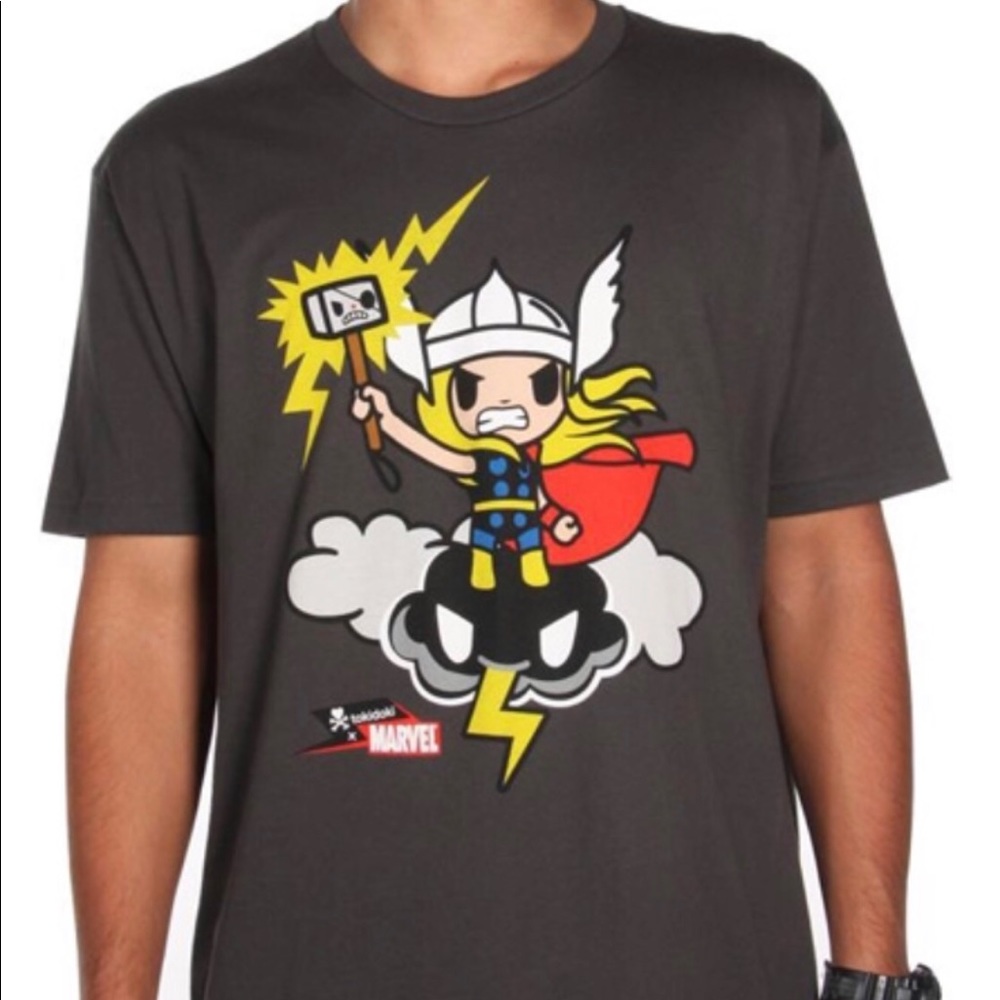 TOKIDOKI Gray Thor Tee Sz Small EUC